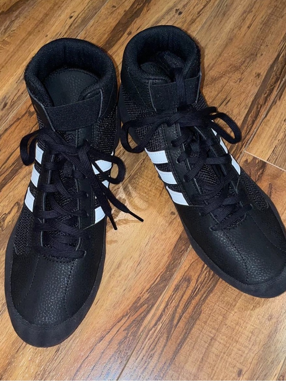 adidas Black High-Top Athletic Shoes with White Stripes